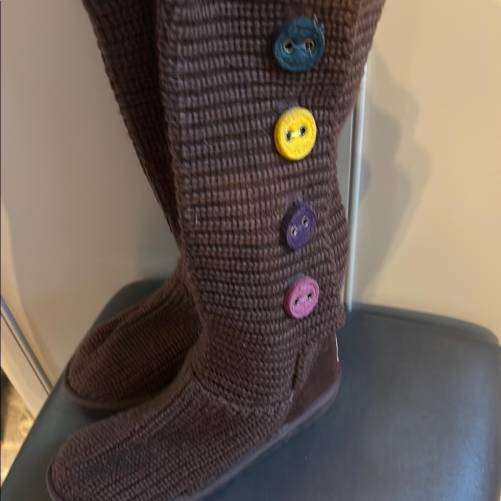 UGG Australia 1967 Candy ll Knit Sweater Knit Boots Chocolate Brown Size 5 - Picture 4 of 12